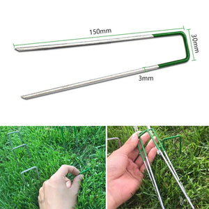 20Pcs/Set Artificial Grass Turf U Pins Fastening Lawn Tent Pegs Staple Outdoor Heavy Duty Gardening Accessories