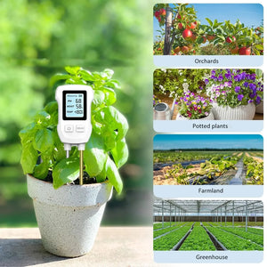 LCD Soil Tester PH/Moisture/Temp 3.0-9 pH Meter Heat-resistant Metal Sensor Humidity Monitor for Flower Plants Gardening