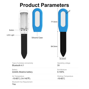 GIRIER Smart Soil Moisture Meter Bluetooth Temperature Humidity Sensor Remote Monitoring for Plants Care Garden Lawn Hub Needed
