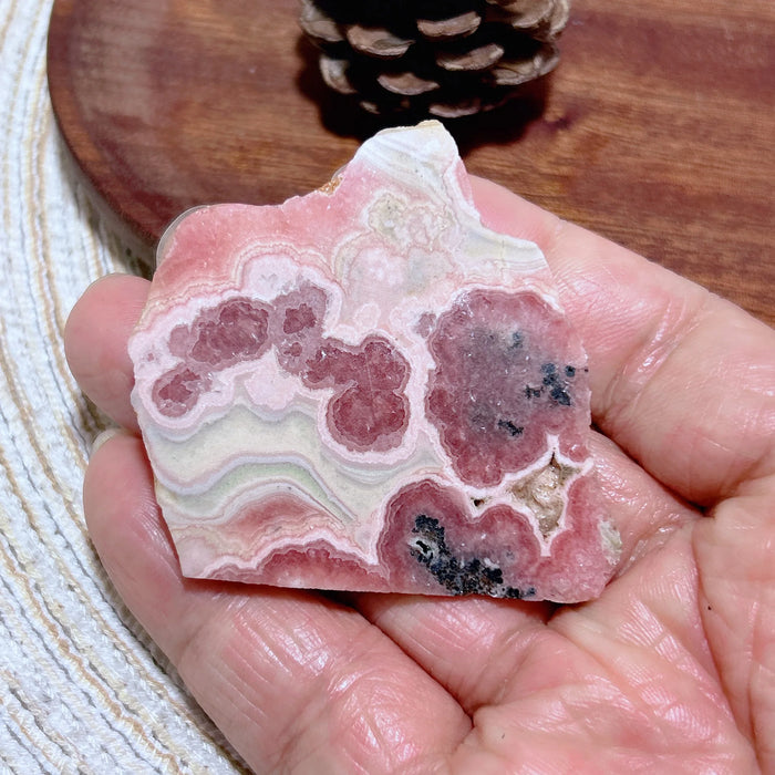 Natural Crystal Argentina Rhodochrosite Slab Slice Pattern Mineral Gemstones Ornament Home Garden Decoration Precious Gift