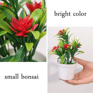 Artificial Potted Simulation Fake Yellow Red Orange Pink Purple Plants Flower Home Garden Table Decoration Room Ornament Bonsai