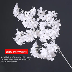 107CM Silk Hydrangea White Branch Snow All Over The Sky DIY Artificial Cherry Home Party Decoration Wedding Arch Decoration