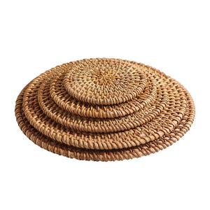 Rattan Coaster Table Natural Woven Rattan Cup Coaster Drink Mug Pot Tea Coffee Placemat Handmade Kitchen Accessories