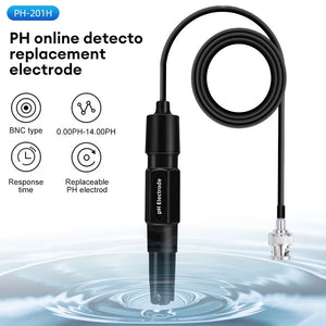 PH-201H Replacement Probe PH Electrode Probe BNC Connector Electrode Sensor For Aquarium Hydroponic Controller Meter Connector