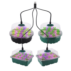 Seed Starter Trays with Grow Light, Seeding Starter Kits with Humidity Domes Cover, Indoor Gardening Plant Germination Trays