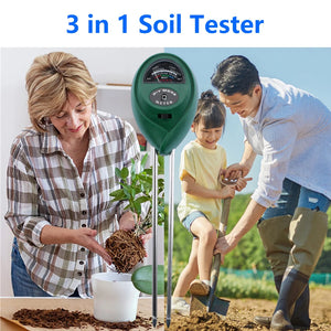 3 In1 Moisture Sunlight PH Meter Soil Water Acidity Humidity Light PH Test Garden Plant Flowers Moist Tester PH Monitor Detector