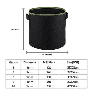 5Pcs 3/4/5/7/10 Gallon Felt Grow Bags Gardening Fabric Grow Pot Vegetable Strawberry Growing Planter Garden Potato Planting Pots