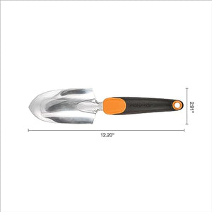 Fiskars Ergo Trowel - Heavy Duty Gardening Hand Tool with Hang Hole - Lawn and Yard Tools - Black/Orange