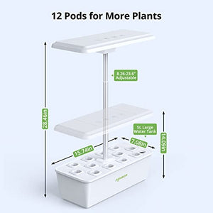 Agrestem Hydroponics Growing System 12 Pods, Indoor Garden Up to 23", Indoor Growing System with 100 36W LED Grow Light of 5 Colors, Tweezers, Automatic Timer and LED Full Spectrum