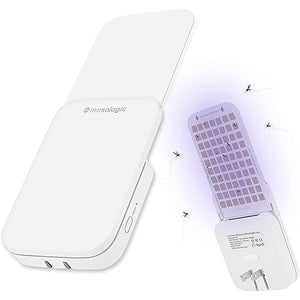 Mosalogic Flying Insect Trap Plug-in Mosquito Killer Indoor Gnat Moth Catcher Fly Tapper with Night Light UV Attractant Catcher for Home Office White-1PACK