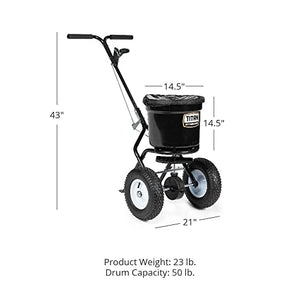 Titan Attachments Broadcast Spreader 50 lb. Drum 3 Positions Fertilizer Yard