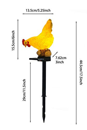 CHUANGFENG Solar Chicken Lights Chicken Statue Decorative Outdoor Chicken Solar Light Garden Decor for Outdoor Patio Yard Art Decoration