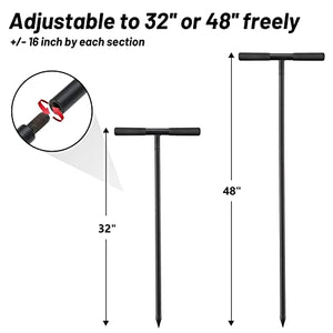 cogardenshower Metal Soil Probe Rod - Septic Tank Locator Tool with T Handle,32-48 Inch Adjustable Ground Probe Rod Steel for Tile Probing,Soil Compaction, Pipe and Gopher Runs Locating