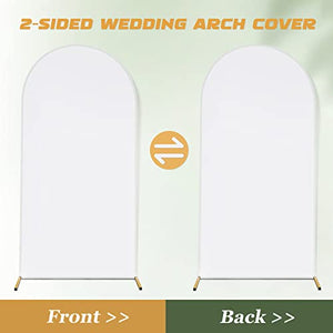 Spandex Fitted Arch Backdrop Cover Chiara Backdrop Cover,2-Sided Wedding Arch Cover for Wedding Ceremony Birthday Party Baby Shower Banquet Decoration (3.3 x 6.6 ft, White)