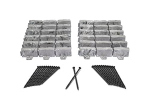 EasyFlex No-Dig Landscape Edging with Anchoring Spikes, 2.7 in Tall Decorative Stone-Look Garden Border, 15 Foot Kit, Slate Gray