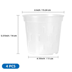 TRUEDAYS Clear Orchid Pot with Holes(4-Pack) - 6 inch - Plastic Pots for Plants, Flower