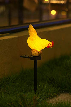 CHUANGFENG Solar Chicken Lights Chicken Statue Decorative Outdoor Chicken Solar Light Garden Decor for Outdoor Patio Yard Art Decoration