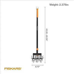 Fiskars Telescoping Rotary Cultivator - 40"-60" Extendable Gardening Hand Tool - Rotary Hand Cultivator Tool and Garden Tiller for Soil or Reseeding Grass