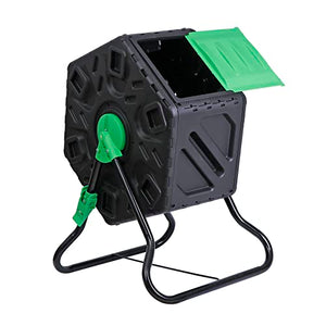 HomGarden Single Chamber Compost Tumbler for Garden and Outdoor, 18.5 Gallon High Volume Composter Bin with Sliding Door, Black
