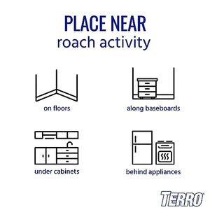 TERRO T500 Indoor Multi-Surface Roach Killing Bait Cockroach Killer - 6 Bait Stations, Black