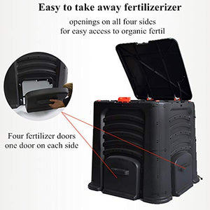 Large Composting Tumbler, 115 Gallon Farm Composter, Oversized Outdoor Trash Can, Big Yard Waste Bins with Multi Vent, Garden Compost Bin with 4 Door