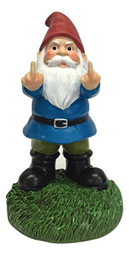 Gnometastic Middle Finger Gnome, 8.45in Tall - The Original Double Bird Garden Gnome Statue - Outdoor Funny Gnome Decoration and Lawn Ornament