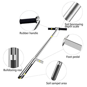 LAKAGO HOMIER 40"(1 Meter) Soil Sampler Probe 304 Stainless Steel with Ejector and Foot Pedal