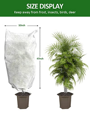 EAONE 12 Pack Plant Covers Freeze Protection, 32x 47'' Winter Frost Blankets for Outdoor Plants Reusable Plant Protector Drawstring Bags for Cold Frost Freeze Sun Protection Bird Insect Prevention