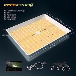 MARS HYDRO 2023 New TS1000 150 Watts LED Grow Lights for Indoor Plants, Patented Reflector Dimming Daisy Chain Sunlike Full Spectrum Growing Lamps for Seedlings Veg Bloom in 3x3 Grow Tent Greenhouse