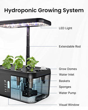 iDOO Hydroponics Growing System Kit Indoor Herb Garden, Gardening Gifts with LED Grow Light, 8Pods Herb Garden Kit Indoor for Home Kitchen, Up to 15", Auto-Pump, Auto-Timer