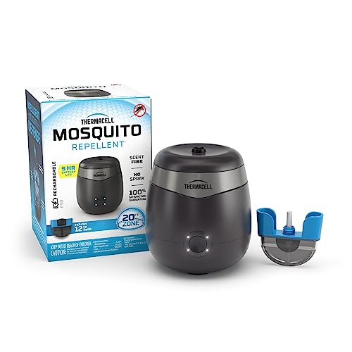 Thermacell E-Series Rechargeable Mosquito Repeller with 20' Protection Zone; Charcoal; Up To 9-Hr Battery Life; Includes 12-Hr Repellent Refill; DEET-Free Bug Spray Alternative; Scent Free