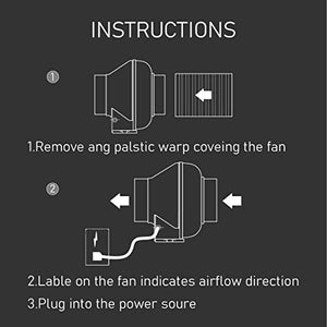iGrowtek 4 Inch Inline Fan 4in Duct Fan,Quiet Exhaust Fan for Grow Tent,Vent Booster Fan,Inline air Blower,195 CFM