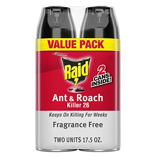 Raid Ant & Roach Killer 26, Fragrance Free Bug Killer for Home Use, Kills Bugs on Contact, 17.5 Oz, 2 Count