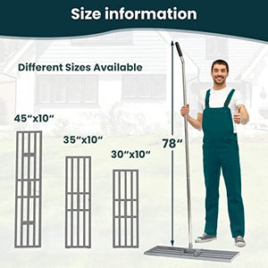 Dremmt Lawn Leveling Rake 30x10 inch, (Professional-Grade) Lawn Leveler Tool with Stainless Steel Handle Rakes for Lawns Heavy Duty Landscape Rake for Backyard, Garden, Golf Course, Farm, Pasture