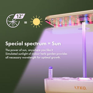 Hydroponics Growing System 12 Pods,LYKO Indoor Garden w/Full-Spectrum 36W Grow Light,Indoor Herb Garden Automatic Timer,Height Adjustable 3.5L Water Tank, Gifts for Men Women (Gold)