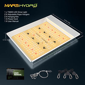 Mars Hydro TS600 100Watt LED Grow Light 2x2ft Coverage, New Diodes Layout Full Spectrum Grow Lamp for Hydroponic Indoor Seeding Veg and Bloom Greenhouse Growing Light Fixtures Four for 4x4'