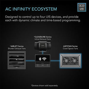 AC Infinity AIRTITAN T7, Ventilation Fan 12" with Temperature Humidity WiFi Controller, EC Motor for Crawl Space, Basement, Garage, Attic, Hydroponics, Grow Tents