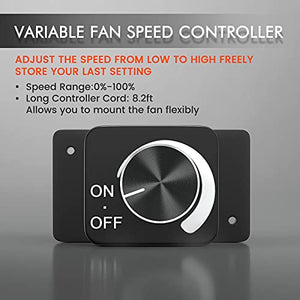 Spider Farmer 4 Inch Inline Duct Fan with Speed Controller, 205 CFM EC Motor Quiet Ventilation Exhaust Fan for Heating Cooling Booster, Grow Tents, Hydroponics, for Growing and Planting