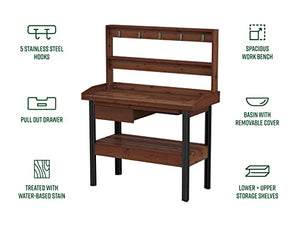 Vita VT17744 Mezza Potting Bench, Dark Brown