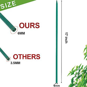 SupKing Garden Plant Stakes,Sturdy Green Wood Bamboo Sticks 17" for Beans,Tomatoes,Vegetable and Potted Plants,Wooden Sign Posting Garden Sticks（30Pcs）