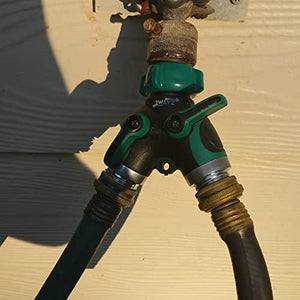 2WAYZ- Hose Splitter, 2 Way Heavy Duty, Garden Faucet, Faucet Splitter, Hose y Splitter, Garden Hose y Splitter, Hose Bib Splitter, All Metal, with Shut Off Valve - 4" x 4" x 1.5"