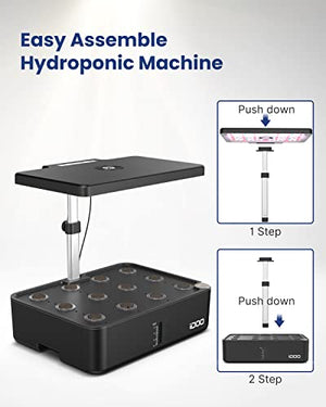 iDOO Hydroponics Growing System Kit 12Pods, Indoor Garden with LED Grow Light, Loved Gift for Green Thumbs Christmas, Built-in Fan, Auto-Timer, Adjustable Height Up to 11.3" for Home, Office
