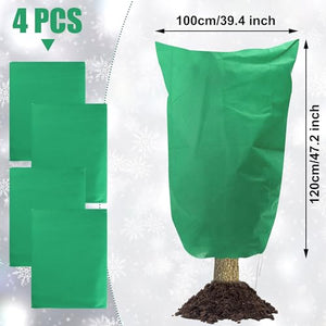 4 Pack Plant Covers Freeze Protection Winter Large Frost Cloth Blankets 2.5oz Thicker Plant Protectors Bag Covers for Outdoor Plants with Zipper Drawstring from Cold Frost Wind Pest, 39.4" x 47.2"