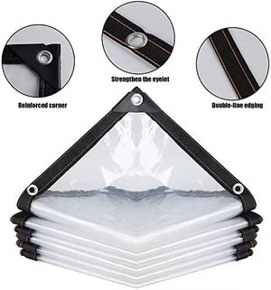 Transparent Waterproof Tarpaulin - with Eyelets 4x6 FT,with 1 Rolls Ropes,Plant Cover Poly Tarp for Garden Rainproof Covering Garden Plant Outdoor