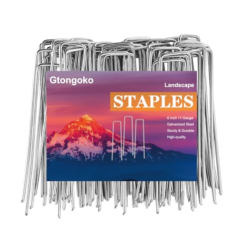 Gtongoko 6 Inch Galvanized Landscape Staples 120 Pack 11 Gauge Anti-Rust Ground Sod Pins Yard Stakes for Weed Barrier Fabric