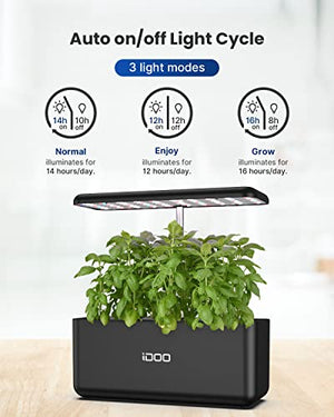 iDOO Hydroponics Growing System, 7Pods Mini Herb Garden with Pump System, Germination Kit with LED Light, Automatic Timer, Height Adjustable (No Seed)