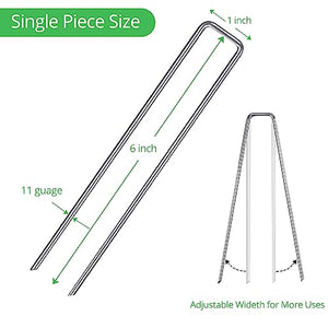 Garden Stakes Metal Landscape Staples 6 inch 16 Packs 11 Gauge Stakes Galvanized Steel Lawn Stakes Yard Staples Securing Pegs for Weed Barrier Fabric Ground Cover Holding Fence and Artificial Turf