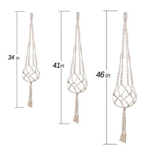 MIPON 3 Pack Macrame Plant Hanger Indoor Hanging Planter for Plants Holder with 3 Hooks, Different Size for Boho Home Decor,Ivory
