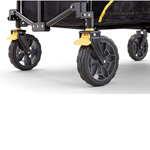 Gorilla Carts 7 Cubic Feet Foldable Collapsible Durable All Terrain Utility Pull Beach Wagon with Oversized Bed and Built in Cup Holders, Black