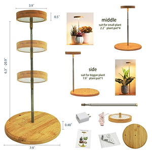 Plant Grow Light for Indoor Plant,Bamboo Mini LED Grow Light Garden,Height Adjustable,Automatic Timer with 8/12/16 Hours